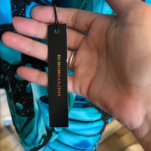 🛑 1 hour sale. NWT. BCBGMaxAzria, Small, Teal & Black Dress, Porcelain Butterfly - Picture 5 of 8